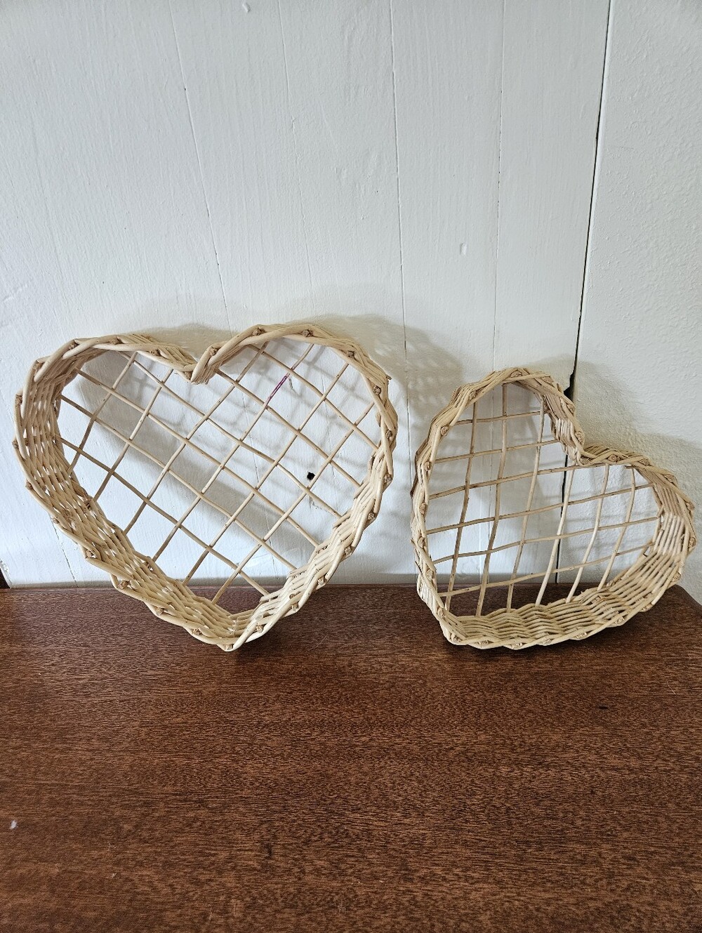 Vintage Wicker Heart Wall Baskets